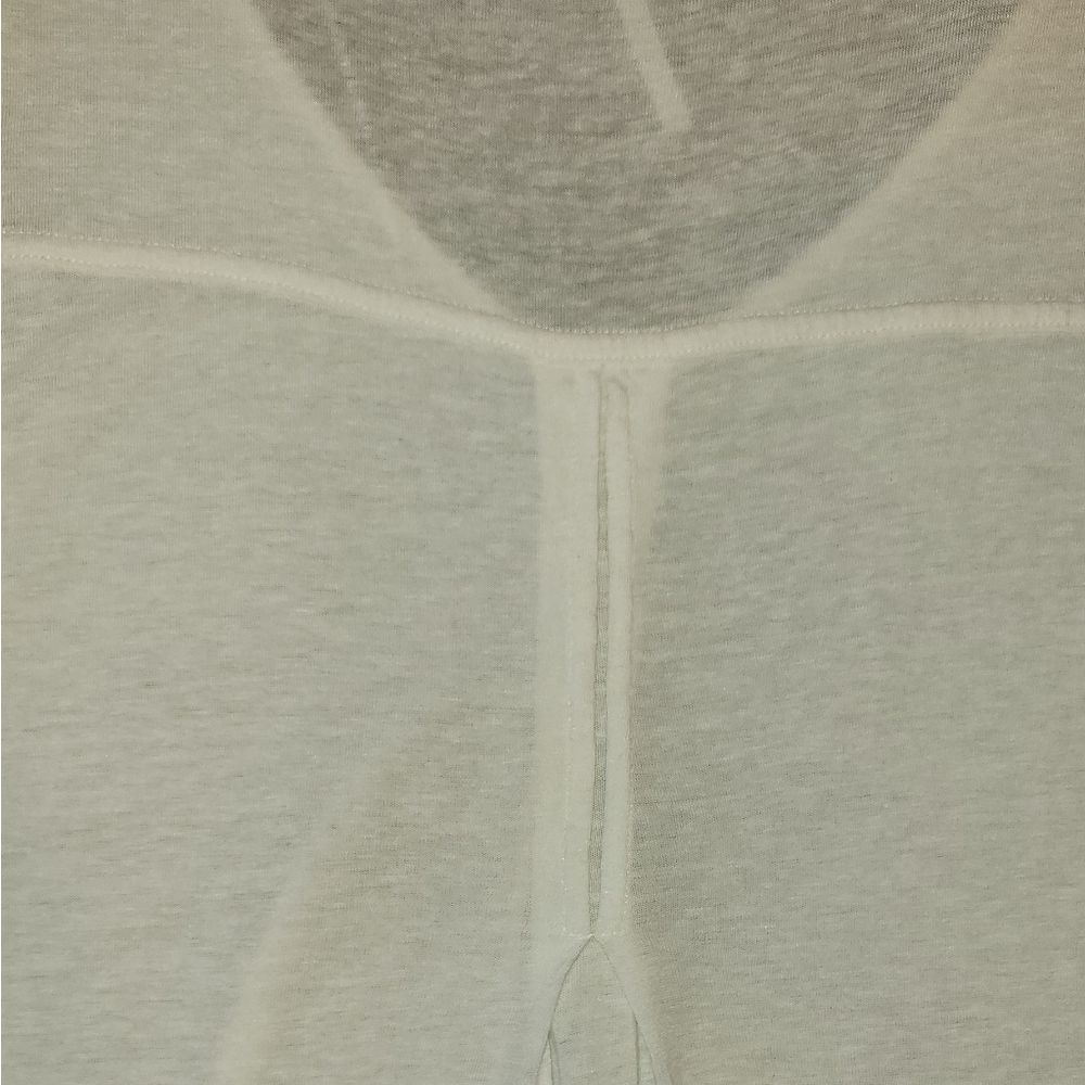 FREE PEOPLE Linen Blend Off White Bittersweet Cold Shoulder Tee Top S - Picture 7 of 13